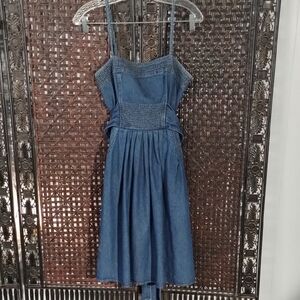 J*F*W WESTERN Sixe 7/8 Jumper Denim Pockets Bow Gathers